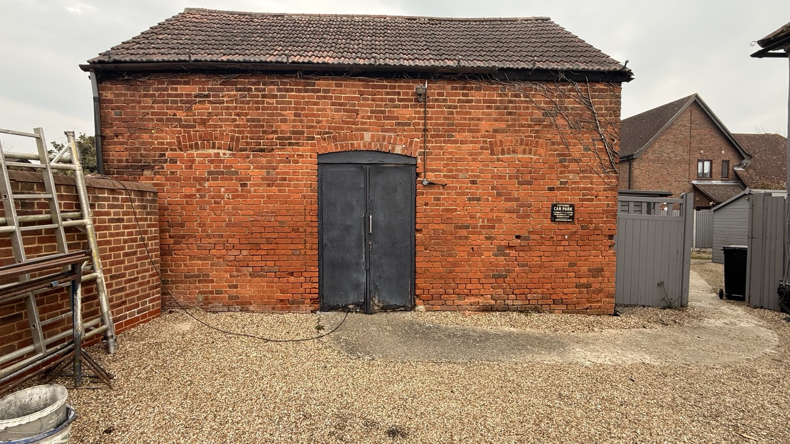 The old brick building before the coffee shop restoration
