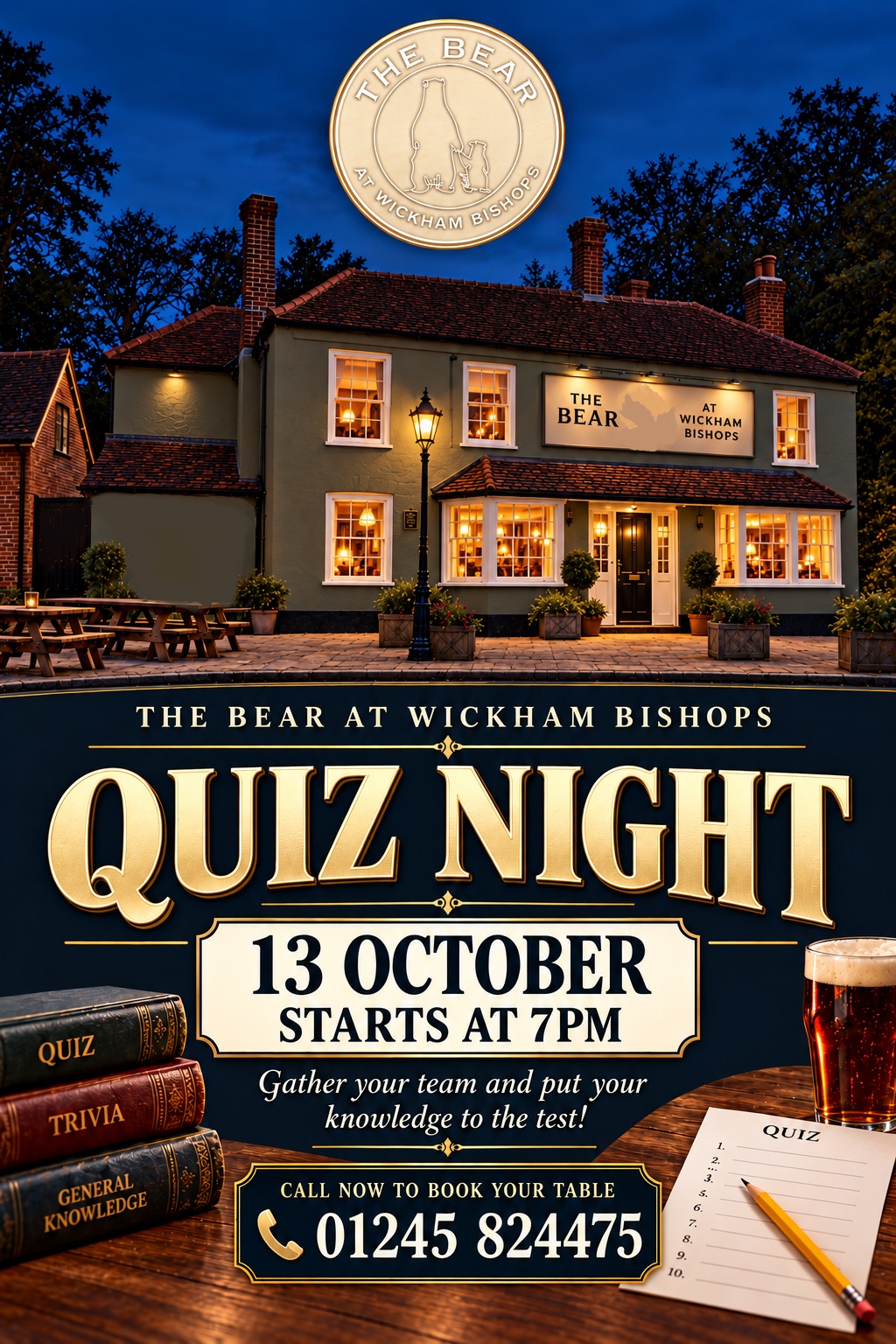 Quiz Night at The Bear — 13 October, starts at 7pm