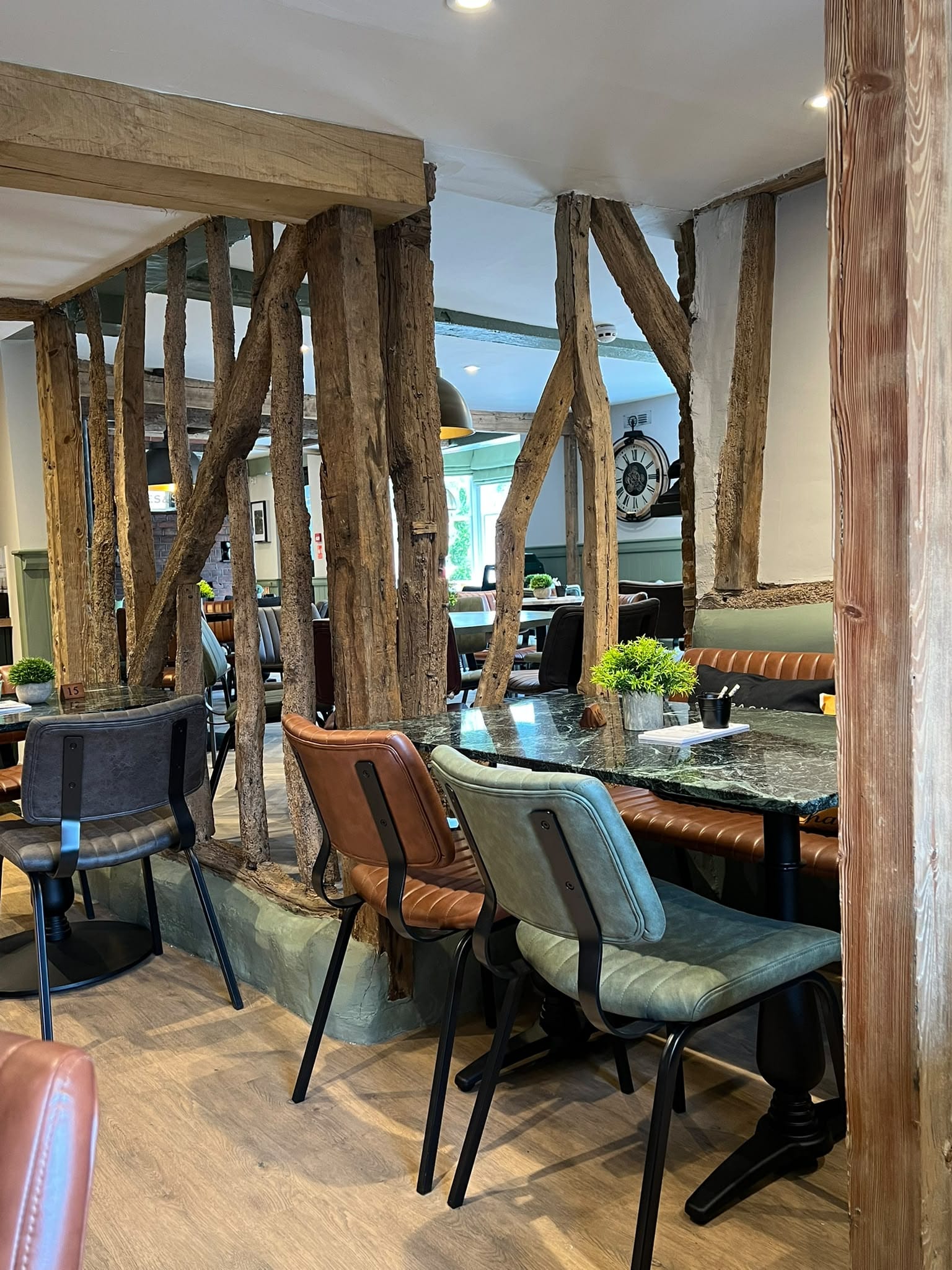 Original timber beams inside The Bear