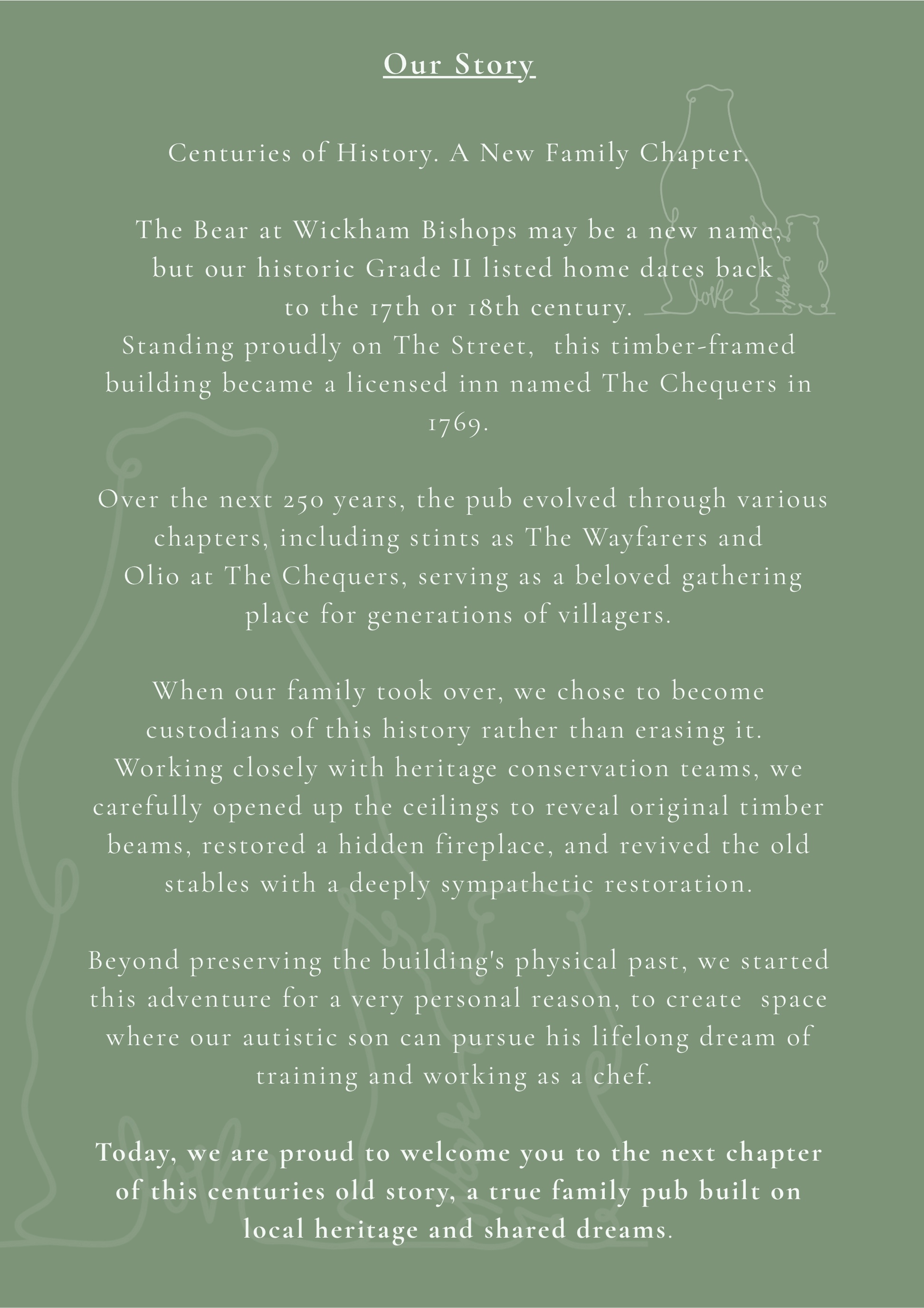 The Bear story menu page